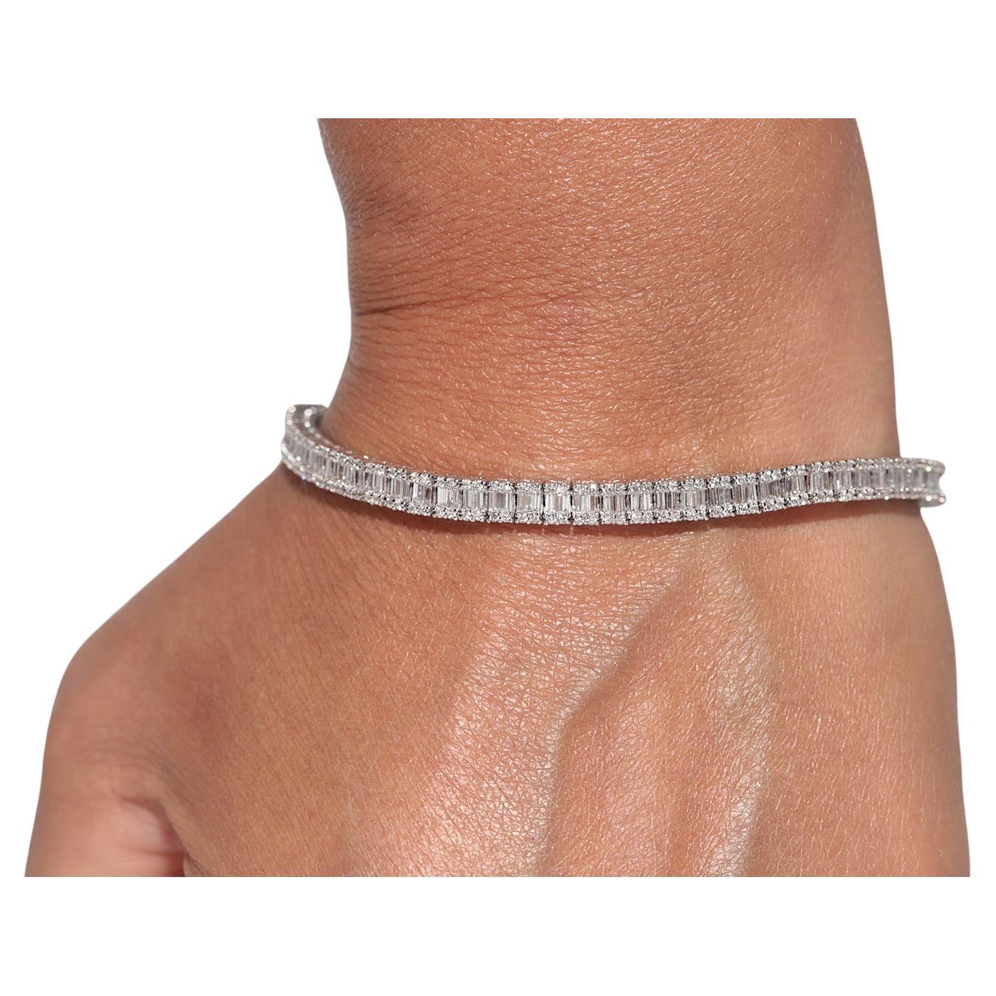 Pulsera de tenis vintage circa años 90 de oro de 14k decorada con diamantes naturales de 5,75 ct