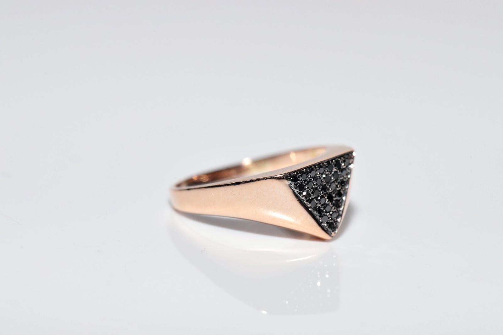 Anillo Vintage Circa 1990s Oro 14k Decorado con Diamantes Negros Naturales en Bueno estado para la venta en Fatih/İstanbul, 34