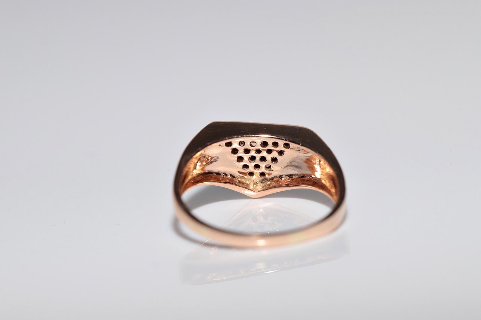Anillo Vintage Circa 1990s Oro 14k Decorado con Diamantes Negros Naturales en venta 3