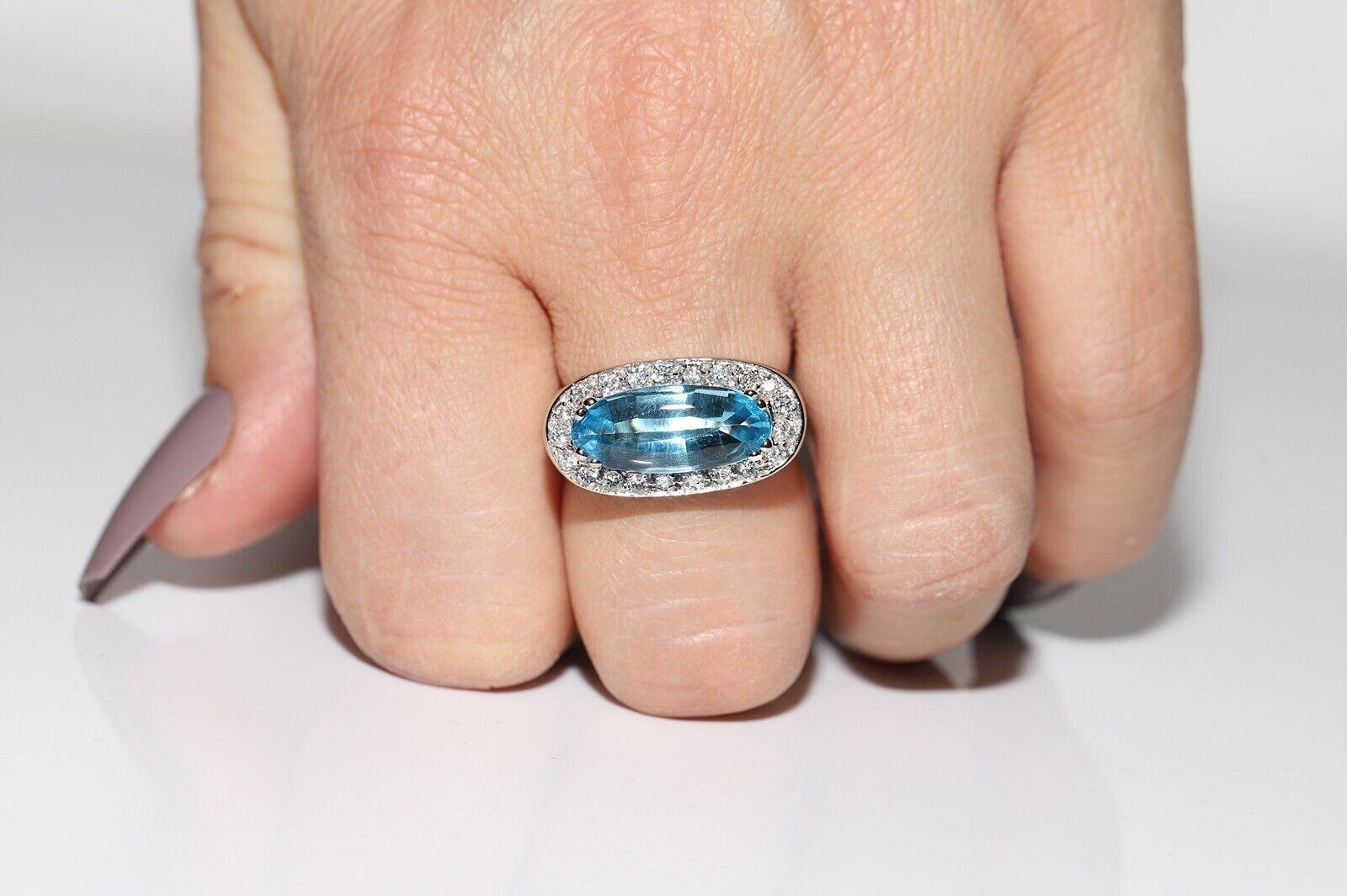 In very good condition.
Total weight is 10.4 grams.
Totally is diamond 0.45 ct.
The diamond is has H color and vs-s1-s2 clarity.
Totally is blue topaz 4 ct.
Ring size is US 7 
We can make any size.
Box is not included.
Please contact for any