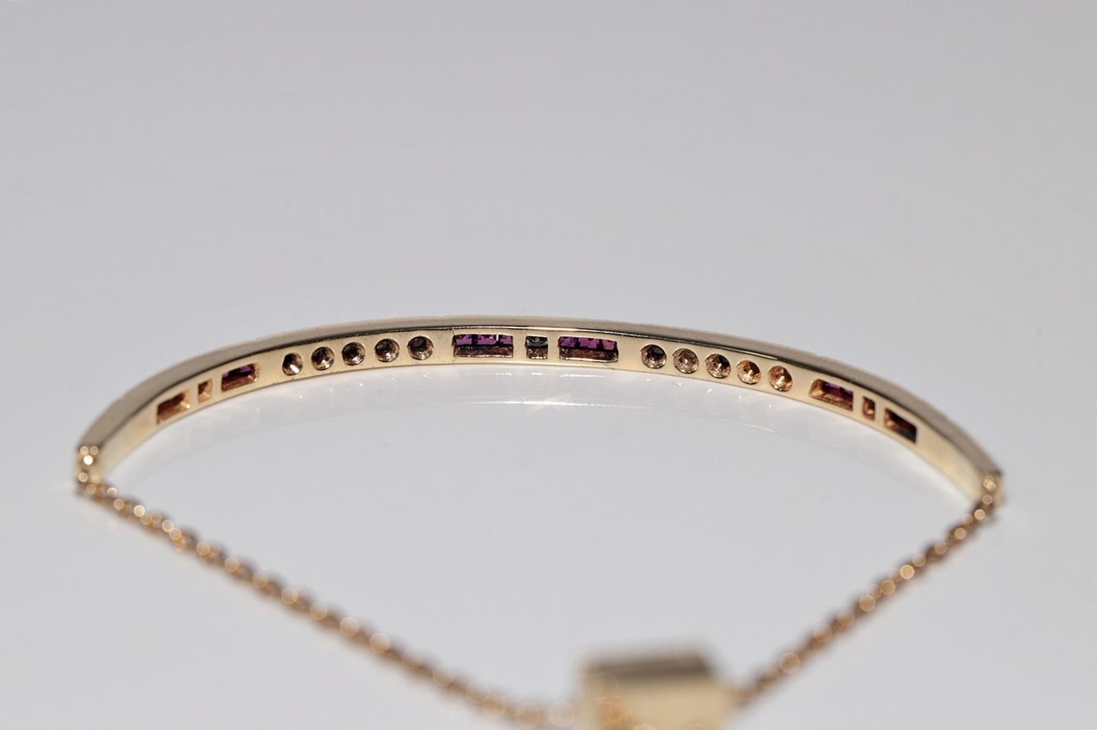 Vintage des années 1990, or 14 carats, diamant naturel et rubis calibré  Bracelet en vente 6