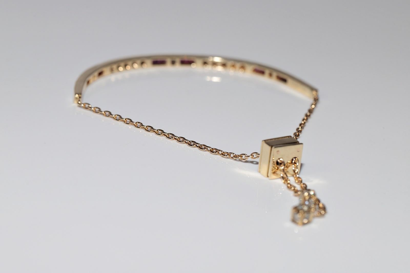 Vintage des années 1990, or 14 carats, diamant naturel et rubis calibré  Bracelet en vente 7