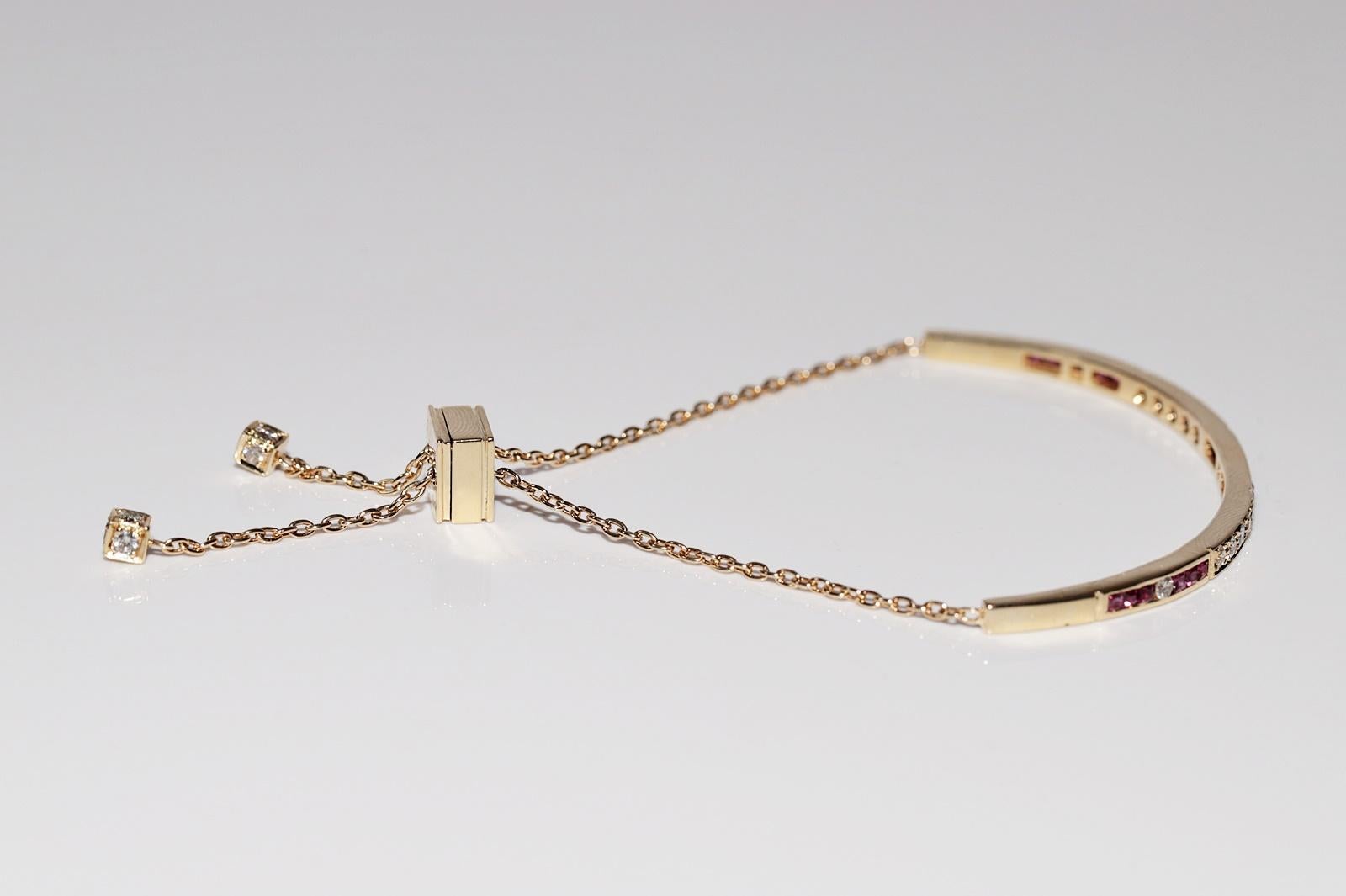 Vintage des années 1990, or 14 carats, diamant naturel et rubis calibré  Bracelet en vente 8