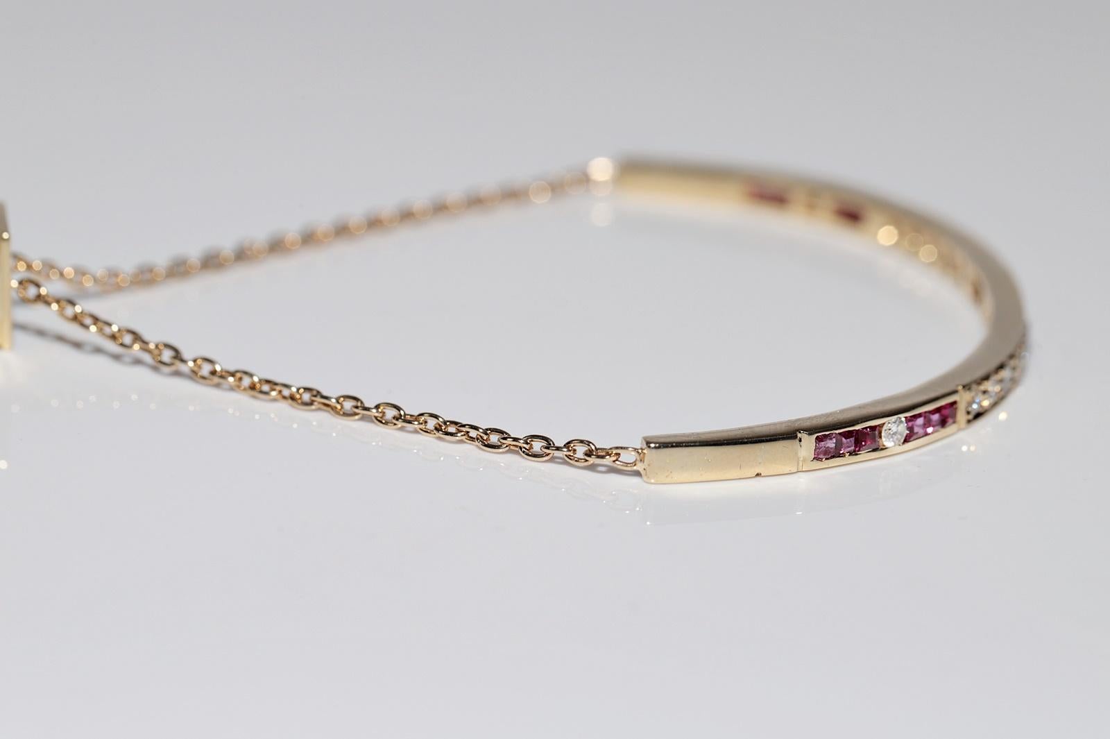 Vintage des années 1990, or 14 carats, diamant naturel et rubis calibré  Bracelet en vente 9