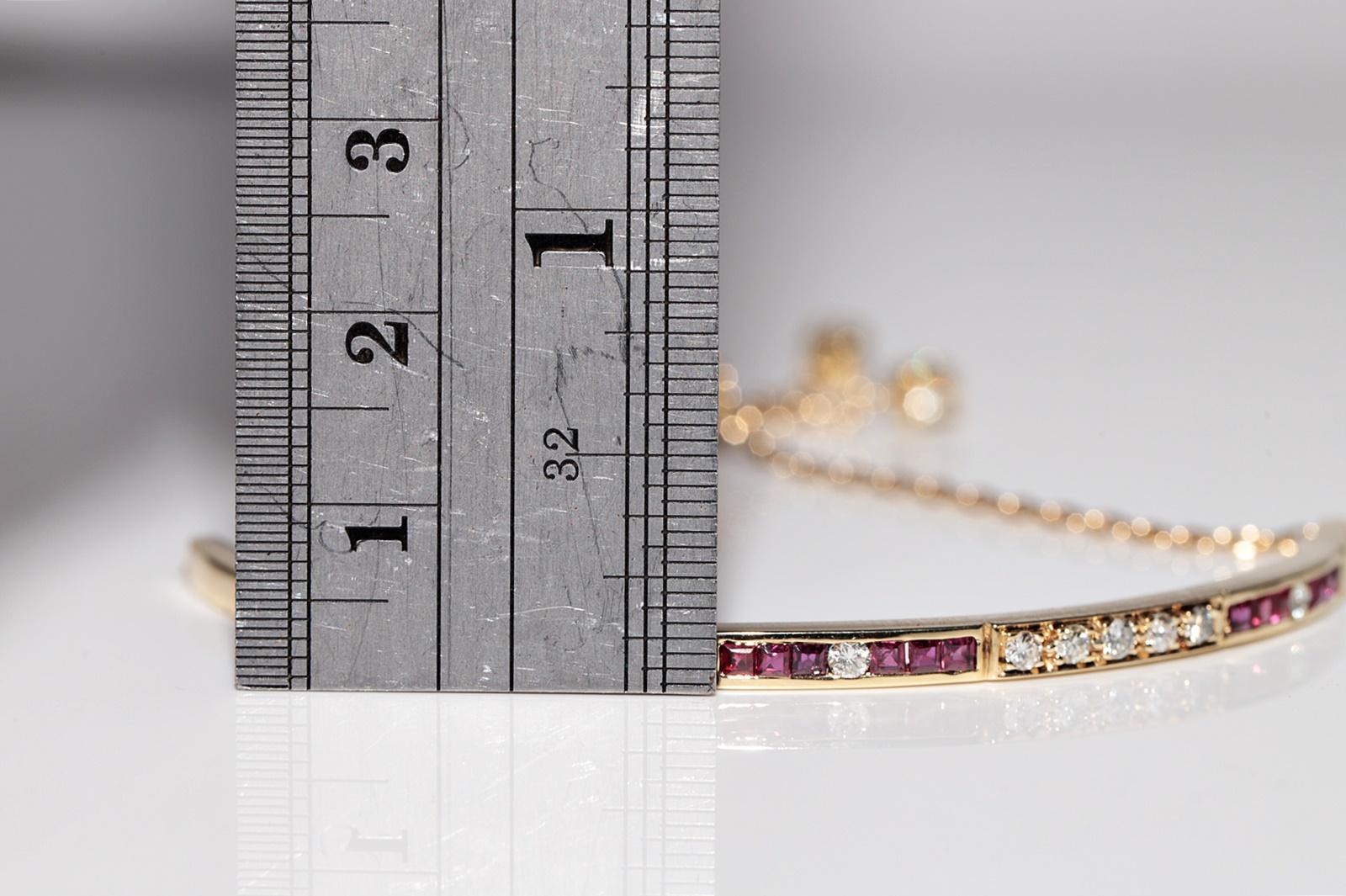 Vintage des années 1990, or 14 carats, diamant naturel et rubis calibré  Bracelet en vente 12
