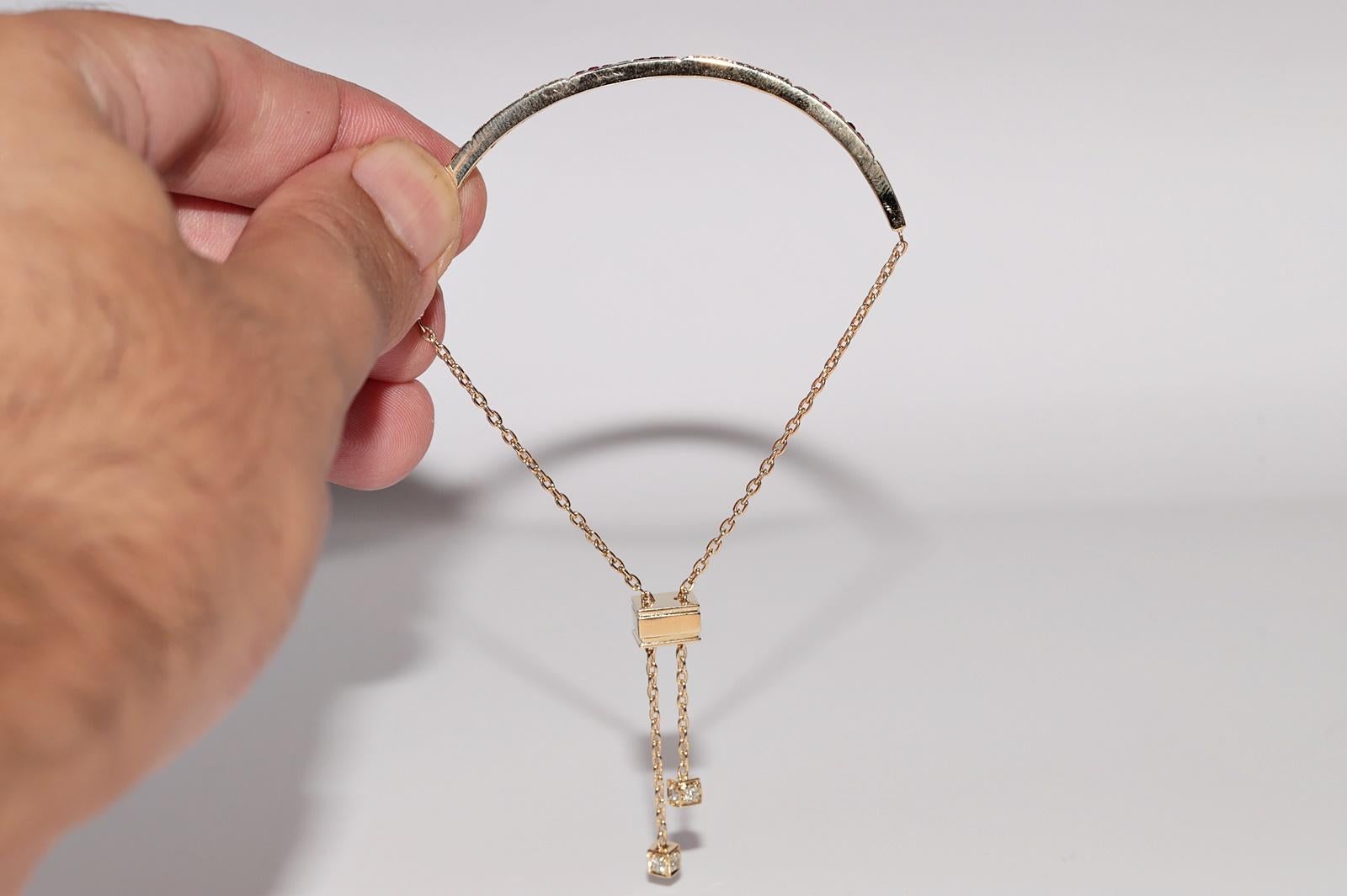 Vintage des années 1990, or 14 carats, diamant naturel et rubis calibré  Bracelet en vente 1