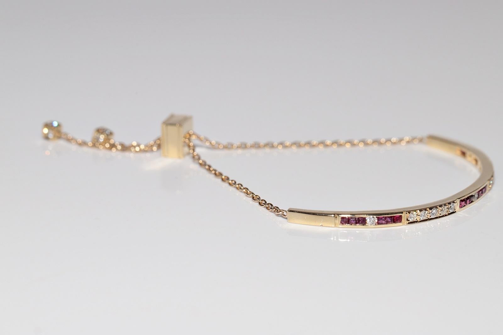 Vintage des années 1990, or 14 carats, diamant naturel et rubis calibré  Bracelet en vente 3