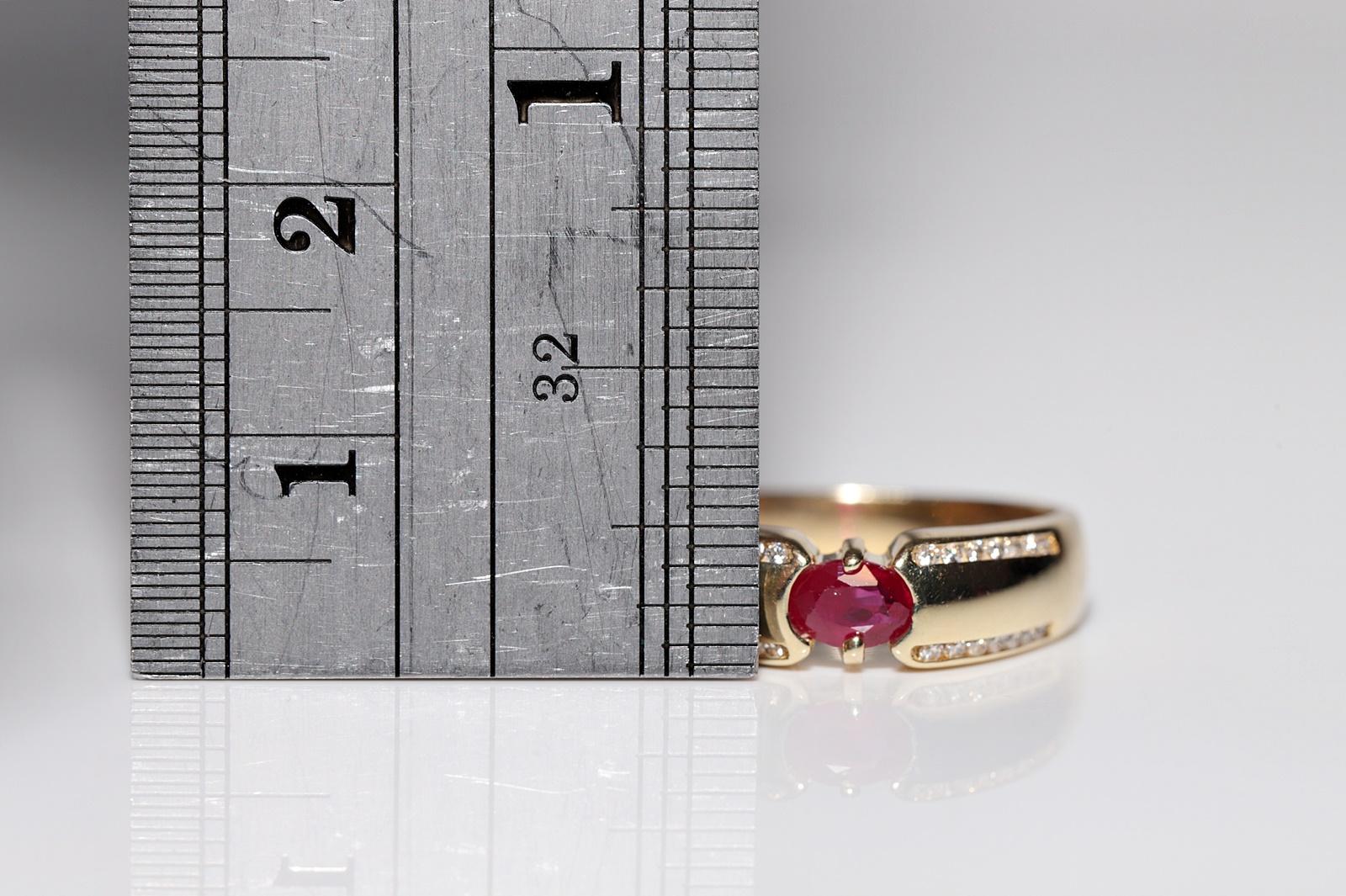 Vintage CIRCA 1990er Jahre 14k Gold  Naturdiamant und Saphir im Ovalschliff Bandring im Angebot 4