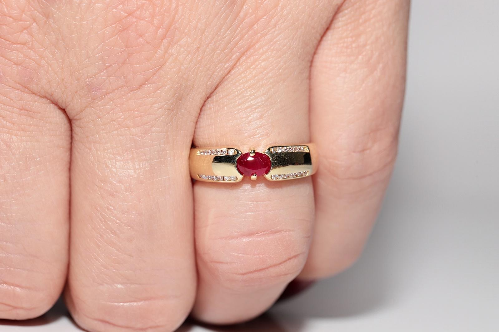 Vintage CIRCA 1990er Jahre 14k Gold  Naturdiamant und Saphir im Ovalschliff Bandring im Angebot 7