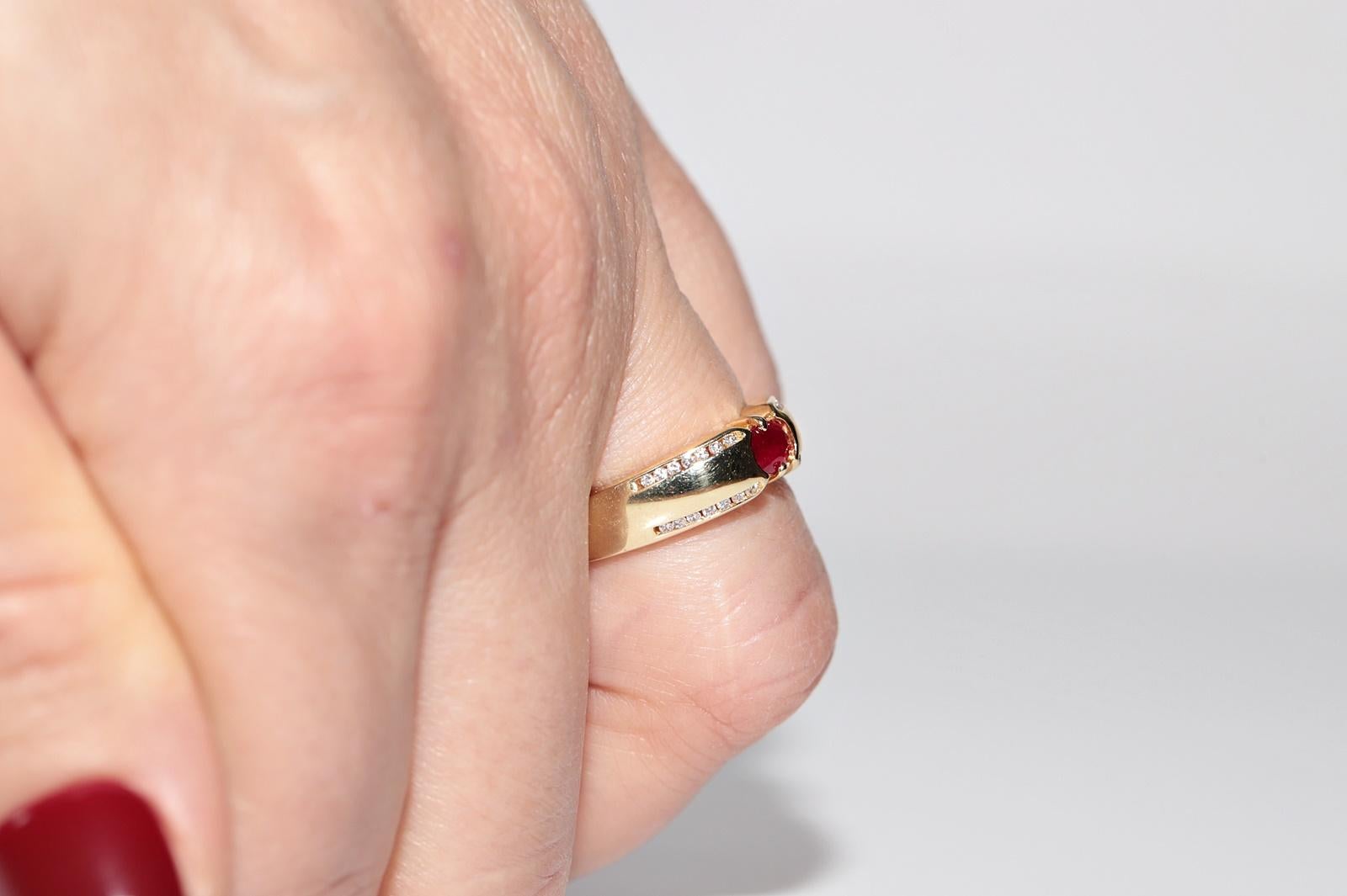 Vintage CIRCA 1990er Jahre 14k Gold  Naturdiamant und Saphir im Ovalschliff Bandring im Angebot 8