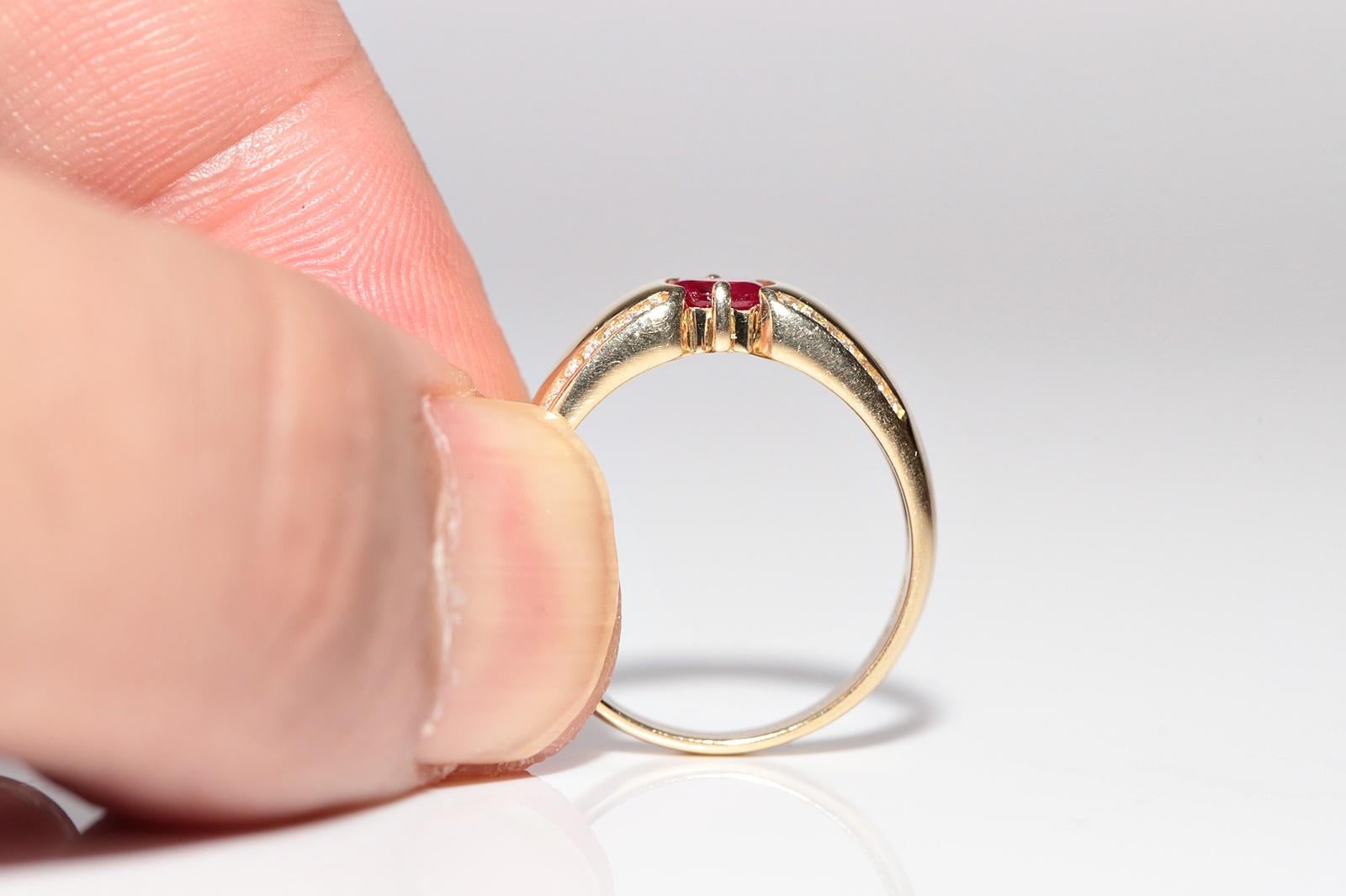 Vintage CIRCA 1990er Jahre 14k Gold  Naturdiamant und Saphir im Ovalschliff Bandring Damen im Angebot