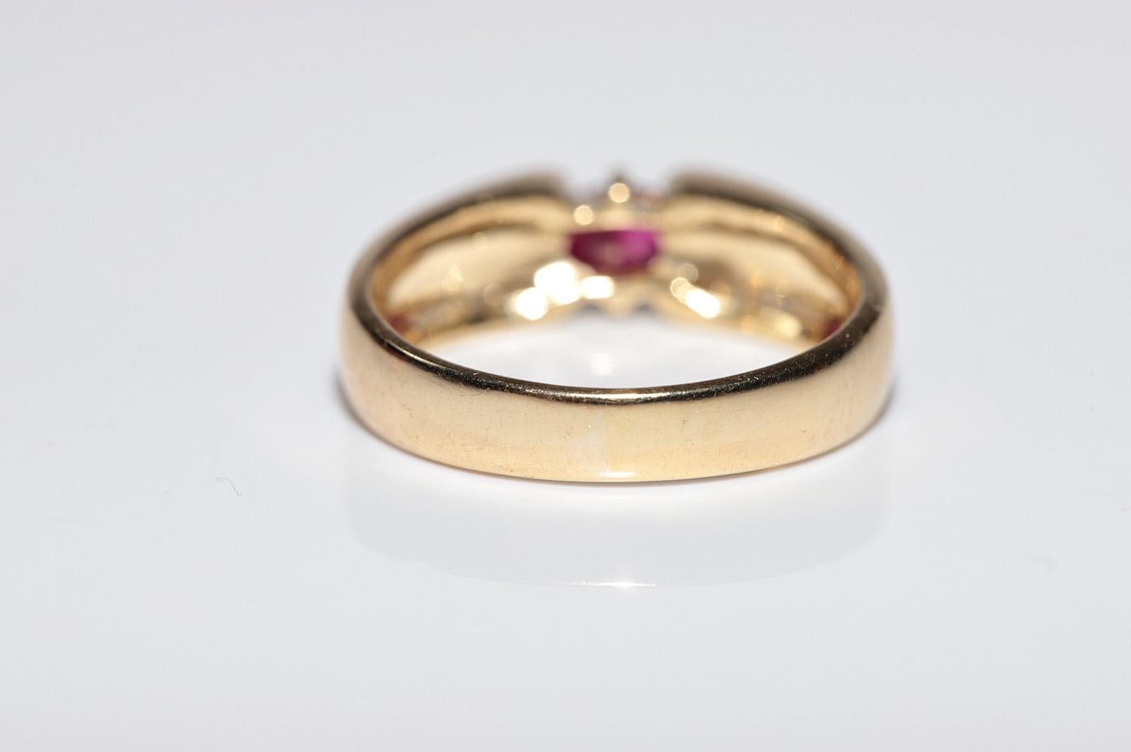 Vintage CIRCA 1990er Jahre 14k Gold  Naturdiamant und Saphir im Ovalschliff Bandring im Angebot 2