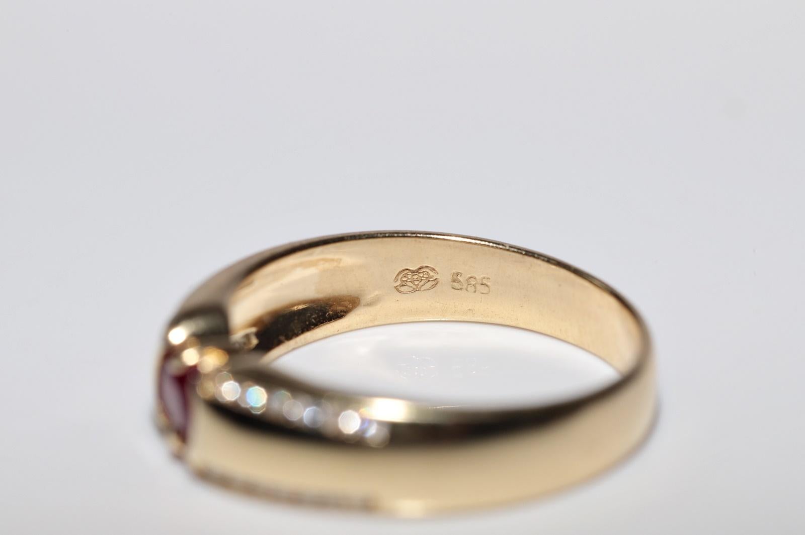 Vintage CIRCA 1990er Jahre 14k Gold  Naturdiamant und Saphir im Ovalschliff Bandring im Angebot 3