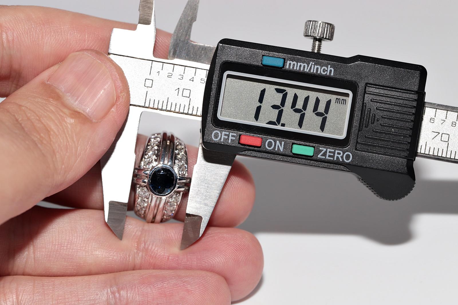 Anello forte in oro 14k con diamanti naturali e zaffiri ovali, CIRCA gli anni '90 in vendita 6