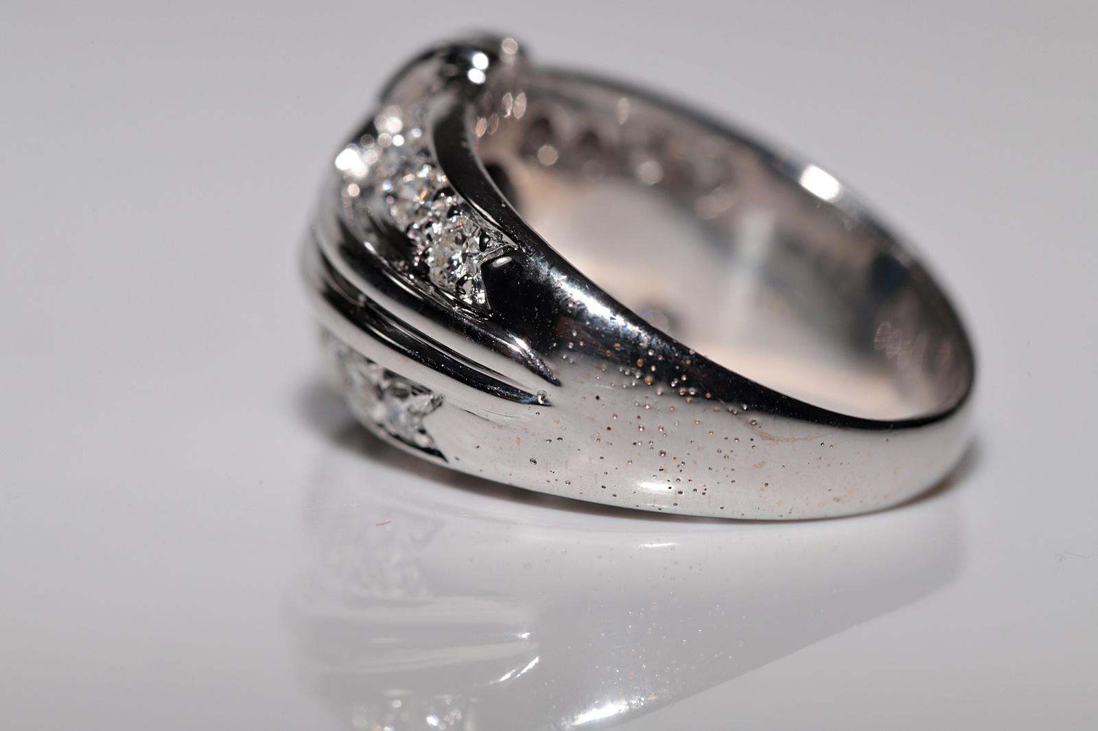 Anello forte in oro 14k con diamanti naturali e zaffiri ovali, CIRCA gli anni '90 in vendita 8