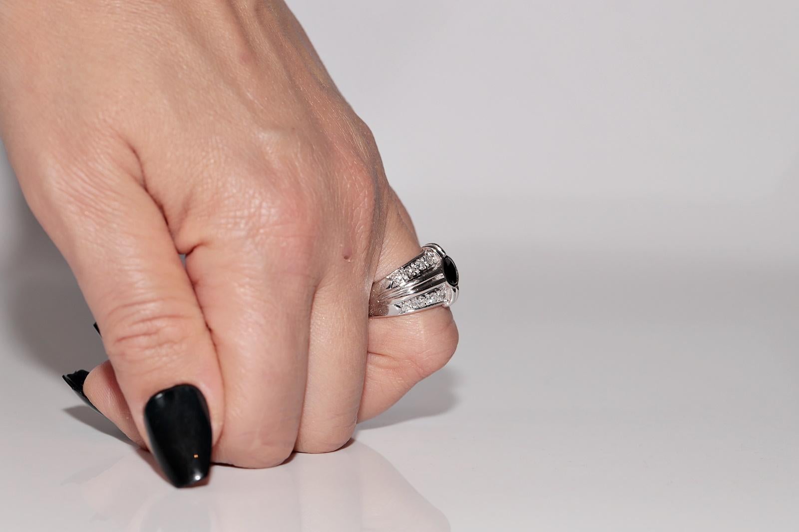 Anello forte in oro 14k con diamanti naturali e zaffiri ovali, CIRCA gli anni '90 in vendita 11