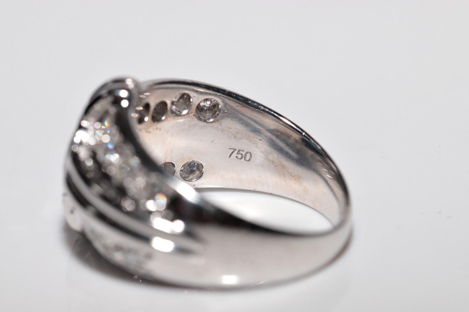 Anello forte in oro 14k con diamanti naturali e zaffiri ovali, CIRCA gli anni '90 in vendita 3