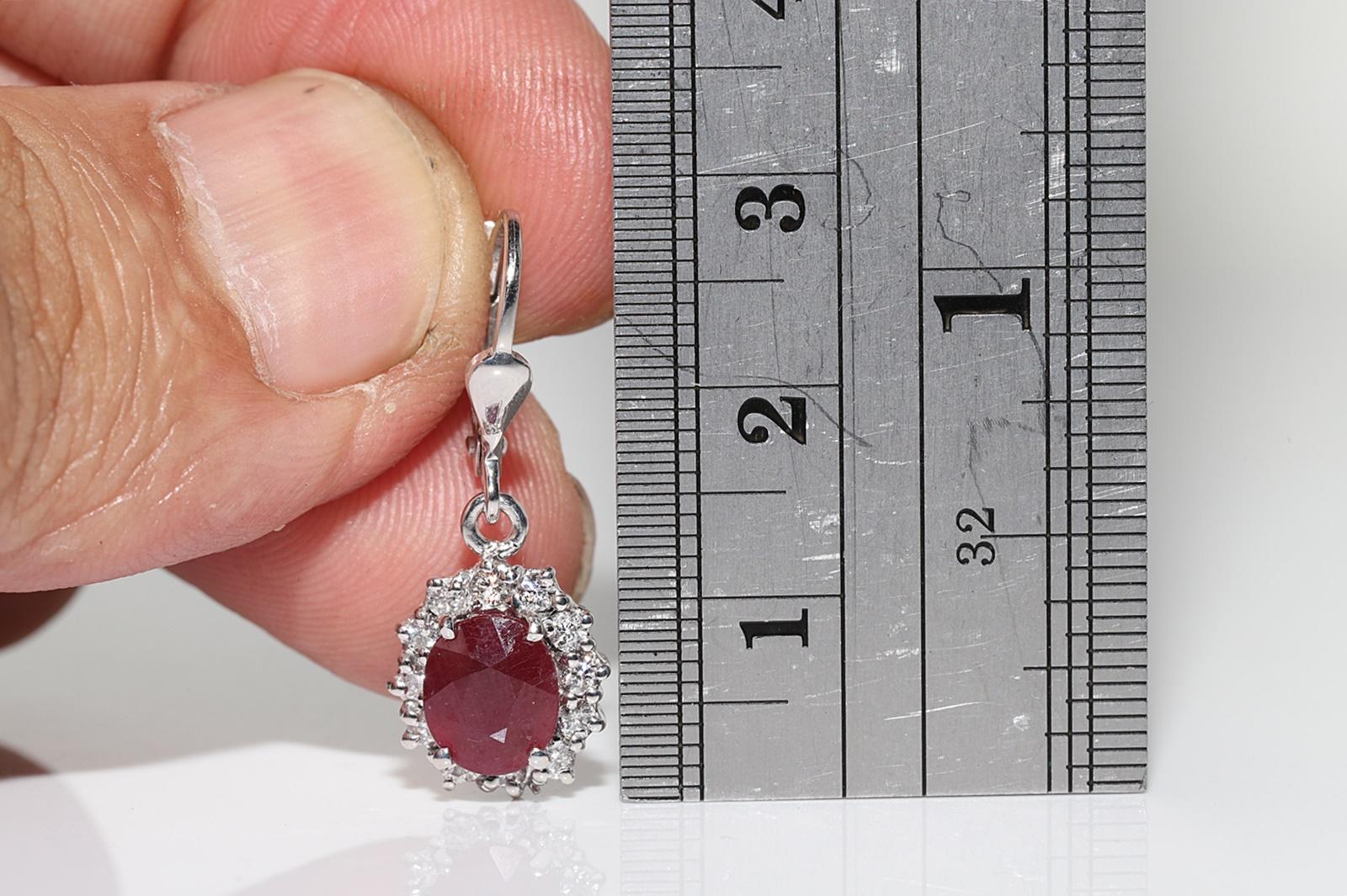 Vintage Circa 1990s 14k Gold Natural Diamond And Ruby Decorated Earring For Sale 7
