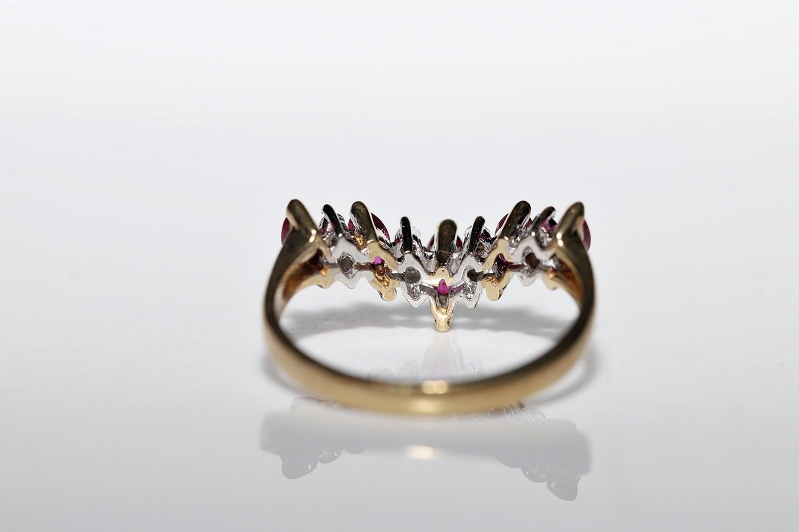  Vintage Circa 1990er Jahre 14k Gold Natürlicher Diamant und Rubin Dekorierter Ring  im Angebot 4