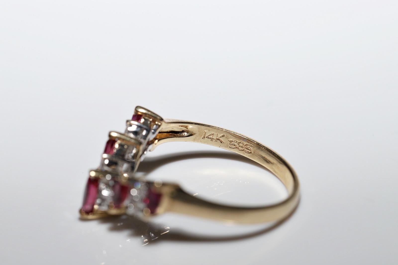  Vintage Circa 1990s 14k Gold Natural Diamond And Ruby Decorated Ring  For Sale 7