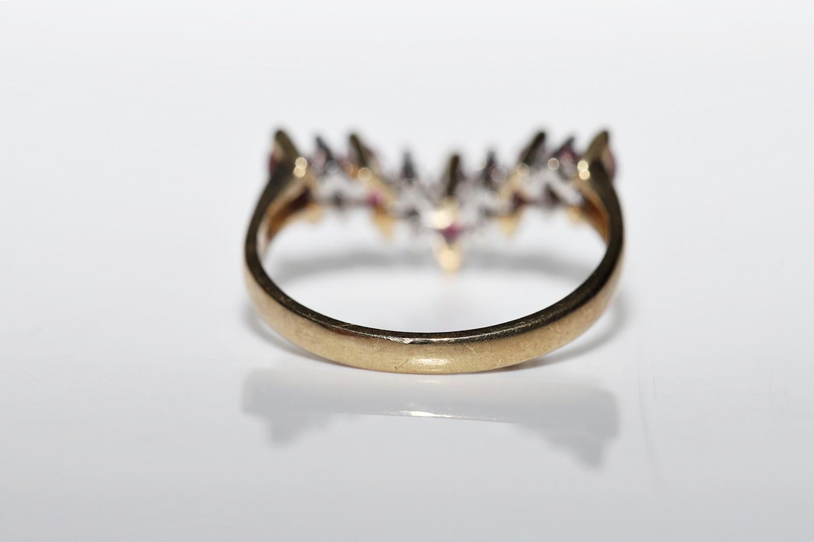  Vintage Circa 1990er Jahre 14k Gold Natürlicher Diamant und Rubin Dekorierter Ring  im Angebot 3
