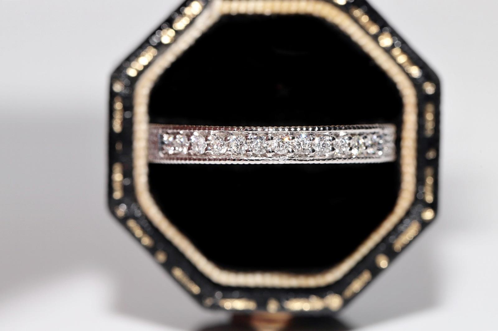Vintage Circa 1990s 14k Gold Natural Diamond Decorated Band Ring For Sale 13