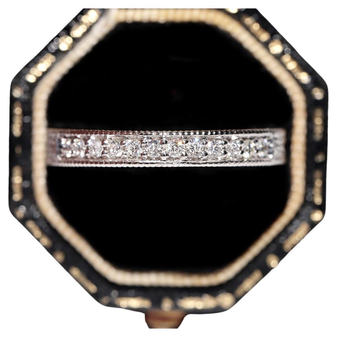 Vintage Circa 1990s 14k Gold Natural Diamond Decorated Band Ring