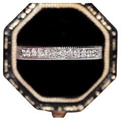 Vintage Circa 1990s 14k Gold Natural Diamond Decorated Band Ring