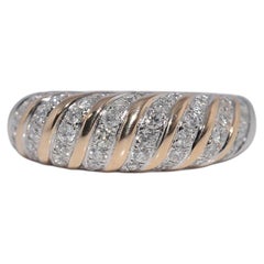 Vintage Circa 1990er Jahre 14k Gold Natürlicher Diamant Dekorierter Vintage-Ring