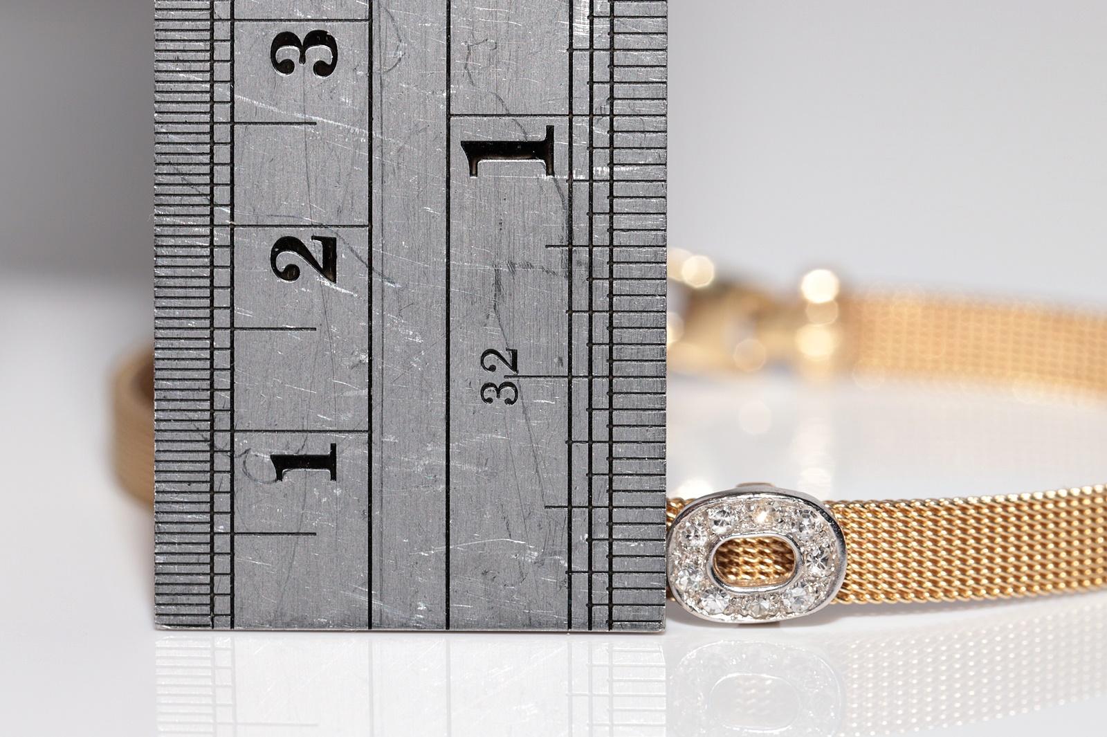 Vintage Circa 1990er Jahre 14k Gold Natürliches Diamant-Dekoriertes Vintage-Armband im Angebot 6