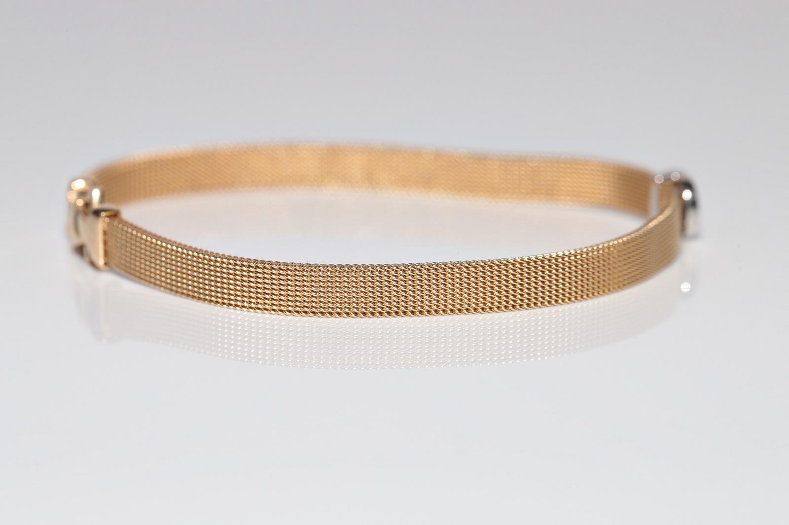 Vintage Circa 1990er Jahre 14k Gold Natürliches Diamant-Dekoriertes Vintage-Armband im Angebot 7