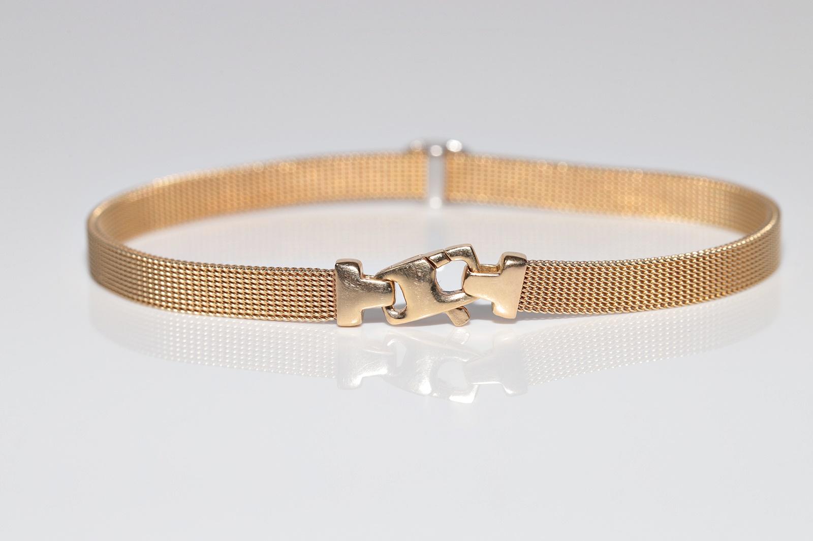 Vintage Circa 1990er Jahre 14k Gold Natürliches Diamant-Dekoriertes Vintage-Armband im Angebot 8