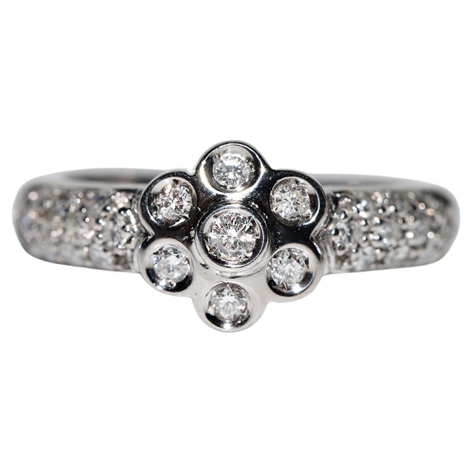 Anello da cocktail decorato con diamanti naturali in oro 14k, vintage CIRCA gli anni
90
