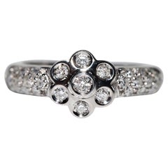 Anello da cocktail decorato con diamanti naturali in oro 14k, vintage CIRCA gli anni
90