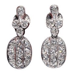 Orecchini a goccia in oro 14k con diamanti naturali decorati, vintage CIRCA anni 
90