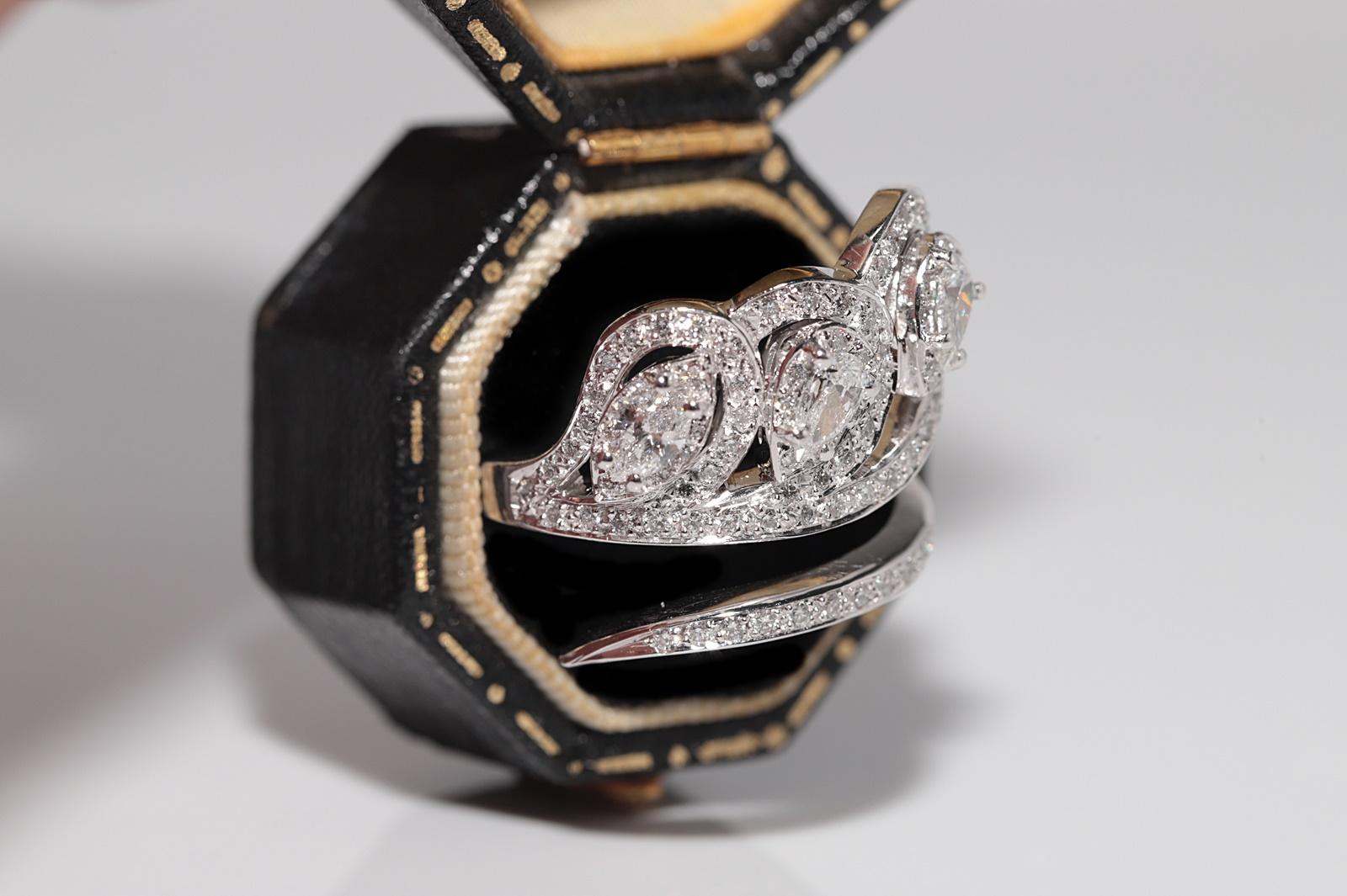 Vintage CIRCA 1990s 14k Gold Natürlicher Diamant Verziert Efeu Design Ring im Angebot 2