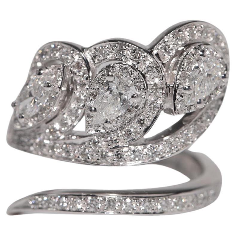 Vintage CIRCA 1990s 14k Gold Natürlicher Diamant Verziert Efeu Design Ring im Angebot