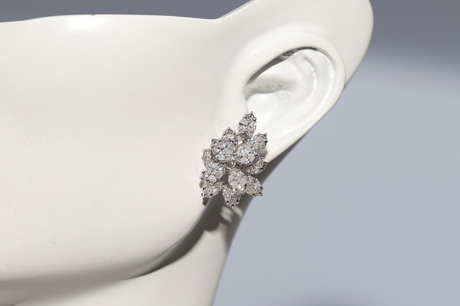 Vintage CIRCA 1990er Jahre 14k Gold natürlichen Diamanten verziert Omega zurück Ohrring im Angebot 9