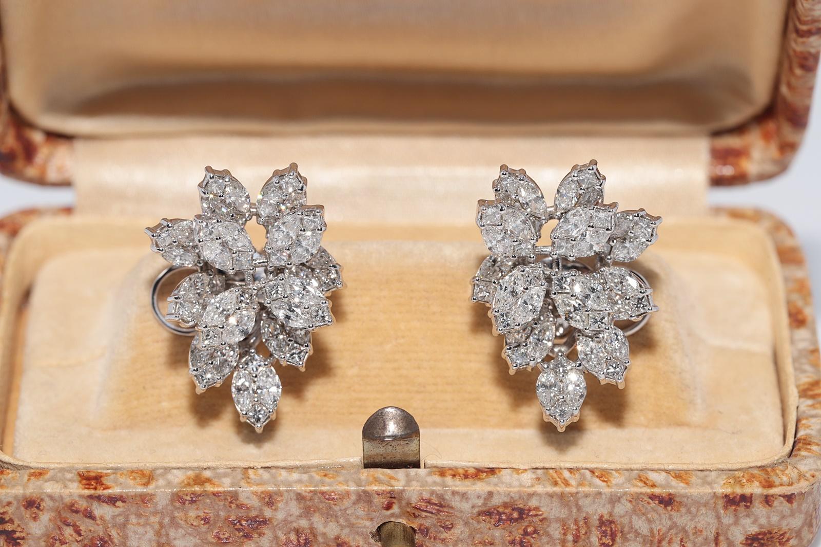 Vintage CIRCA 1990er Jahre 14k Gold natürlichen Diamanten verziert Omega zurück Ohrring (Kunsthandwerker*in) im Angebot