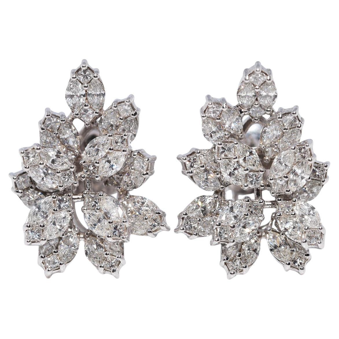 Vintage Circa 1990s 14k Gold Natural Diamond Decorated Omega Back Earring
