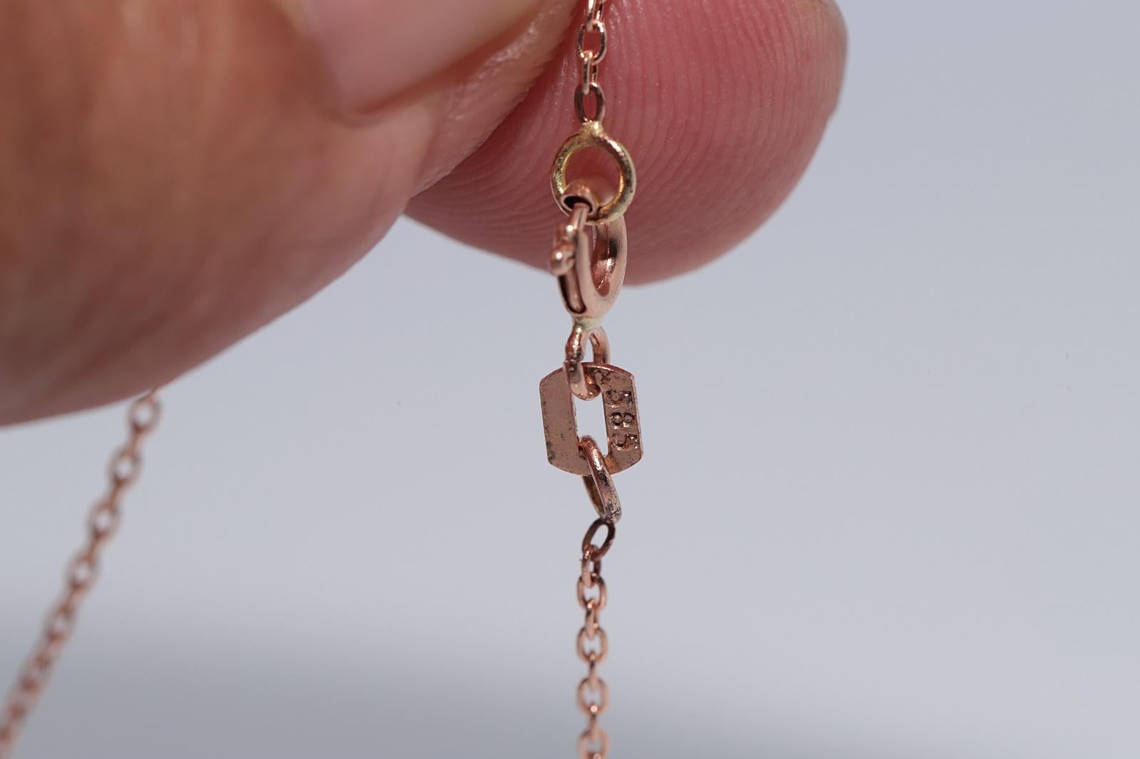 Vintage Circa 1990er Jahre 14k Gold Natürlicher Diamant Dekorierter Anhänger Halskette im Angebot 8