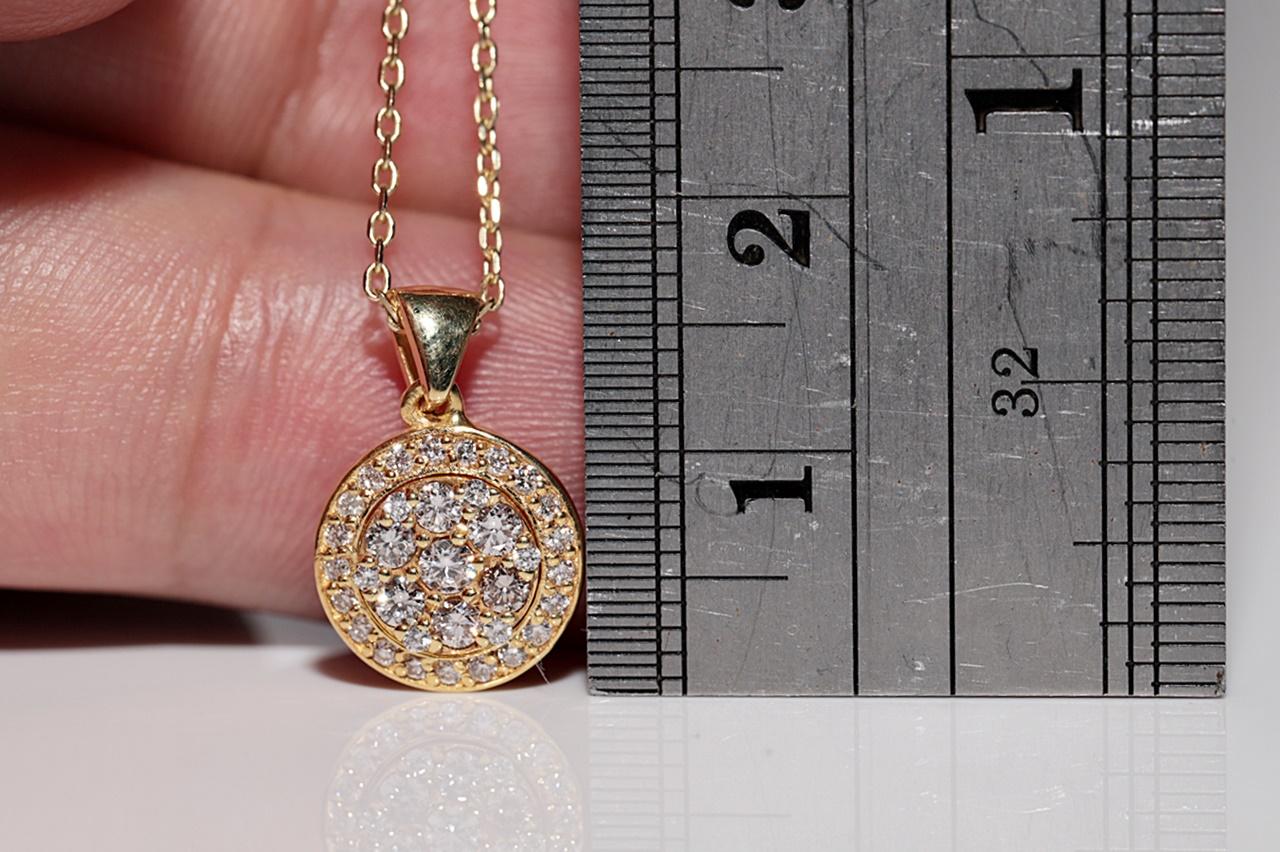 Vintage Circa 1990er Jahre 14k Gold Natürlicher Diamant Dekorierter Anhänger Halskette im Zustand „Gut“ im Angebot in Fatih/İstanbul, 34