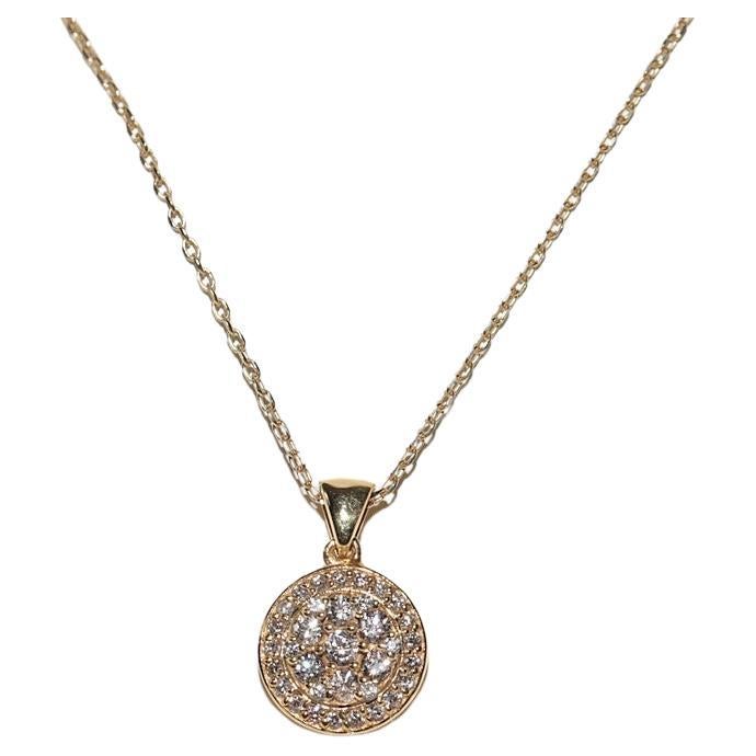 Vintage Circa 1990s 14k Gold Natural Diamond Decorated Pendant Necklace