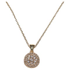 Vintage Circa 1990 Collier pendentif en or 14k orné de diamants naturels