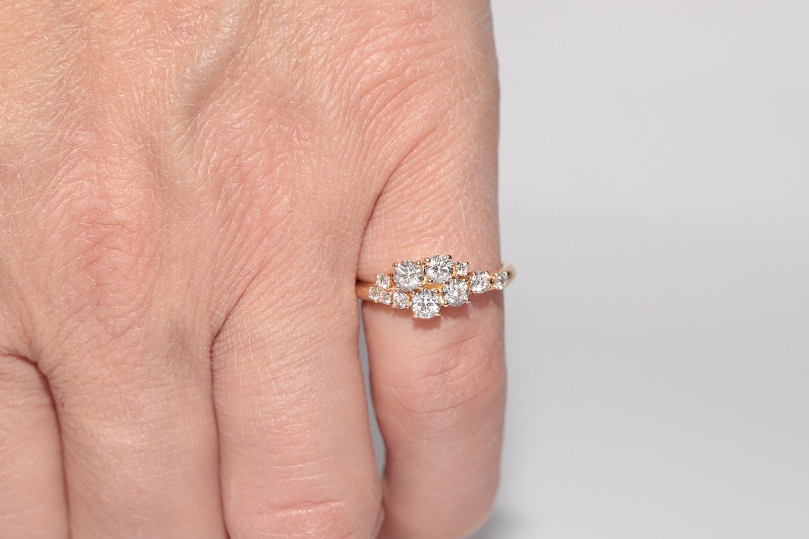 Anillo Bonito Decorado con Diamantes Naturales de Oro de 14k de Nueva Fabricación en venta 7