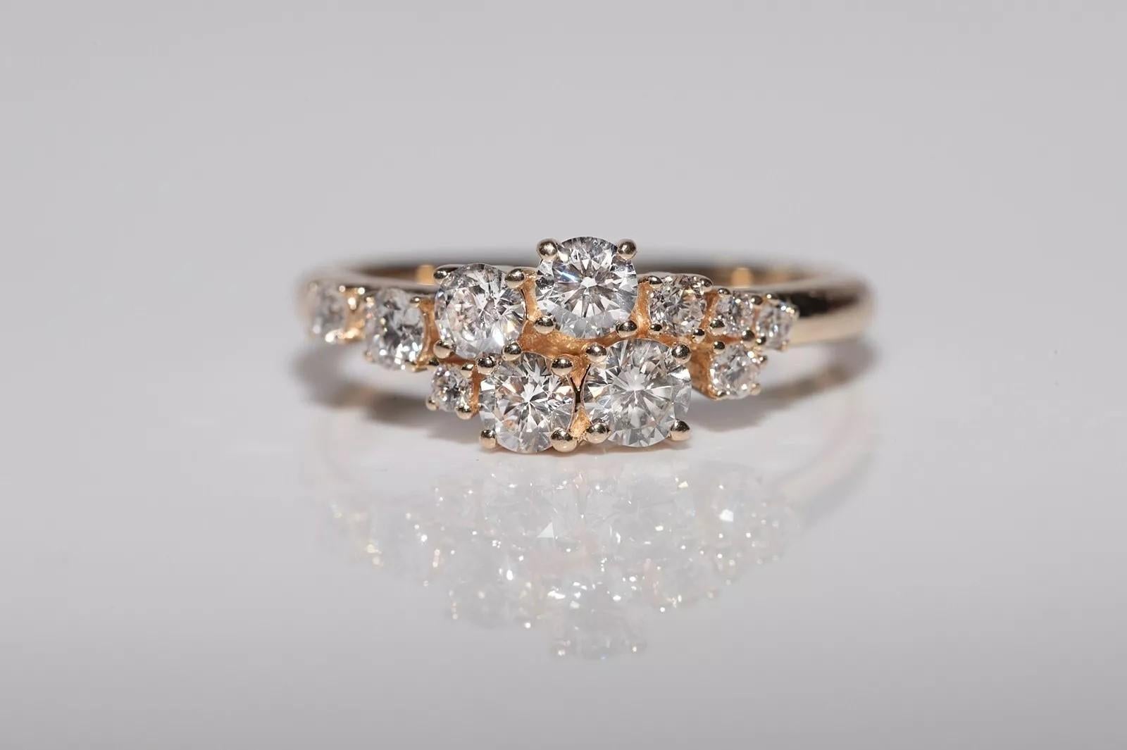 De las mujeres Anillo Bonito Decorado con Diamantes Naturales de Oro de 14k de Nueva Fabricación en venta