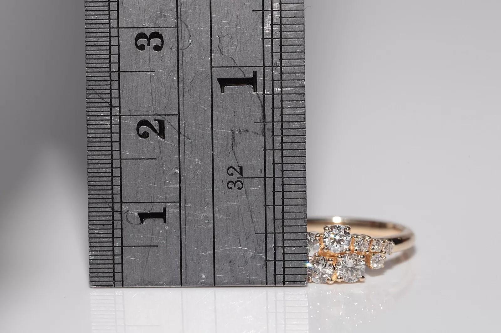 Anillo Bonito Decorado con Diamantes Naturales de Oro de 14k de Nueva Fabricación en venta 3