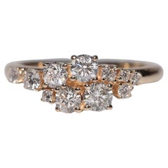 New Made 14k Gold Natural Diamond Decorated Pretty Ring