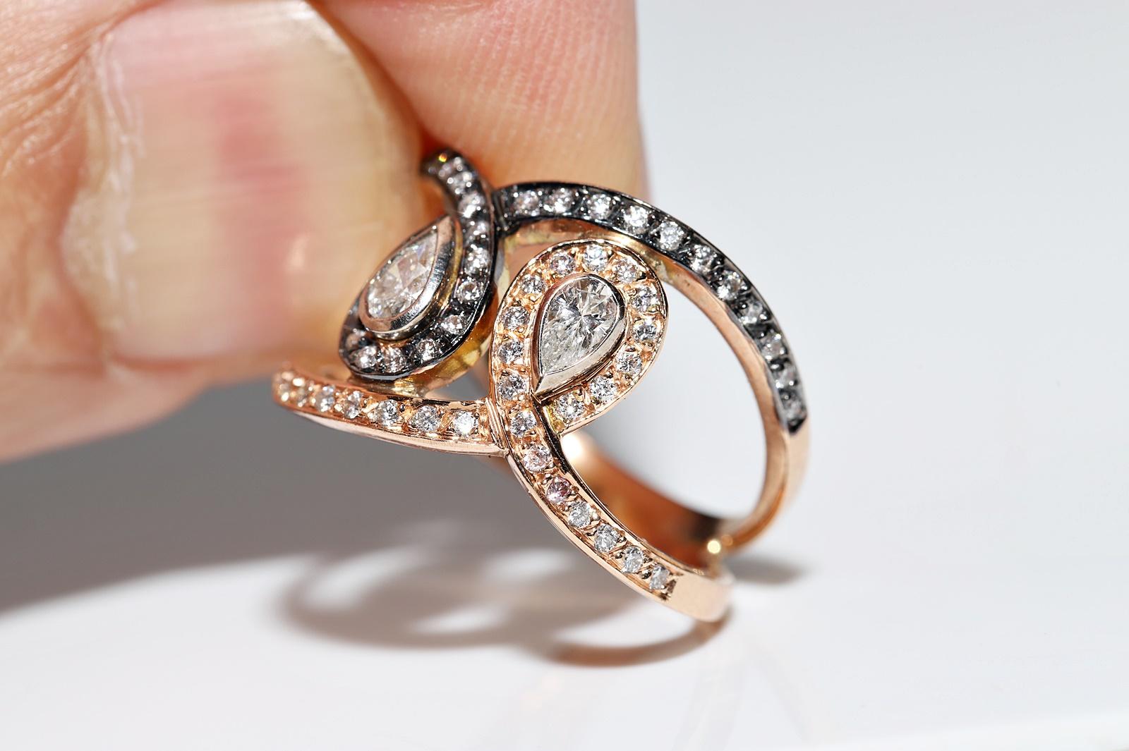 Vintage Circa 1990er Jahre 14k Gold Natürlicher Diamant Dekorierter Vintage-Ring  im Angebot 5