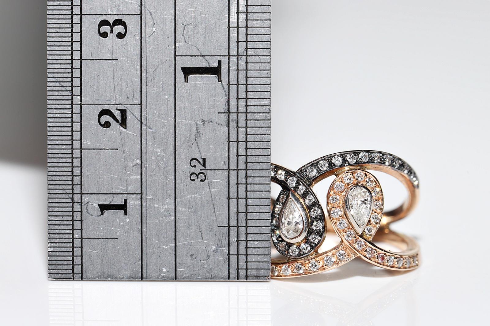 Vintage Circa 1990er Jahre 14k Gold Natürlicher Diamant Dekorierter Vintage-Ring  im Angebot 8